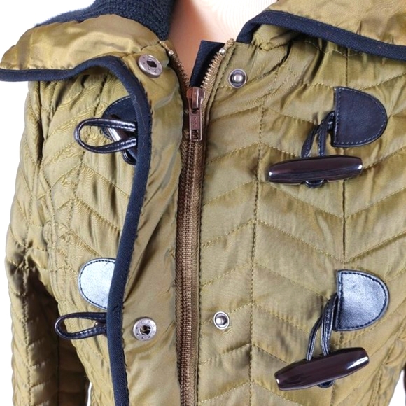 Anthropologie Cartonnier Olive Quilted Light Puffer Zip Snap Jacket - Picture 3 of 13